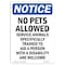 Signmission OSHA Notice Sign, 10" H, Rigid Plastic, No Pets Allowed Service Animals Welcome Sign, Portrait OS-NS-P-710-V-16162 - alternate 1